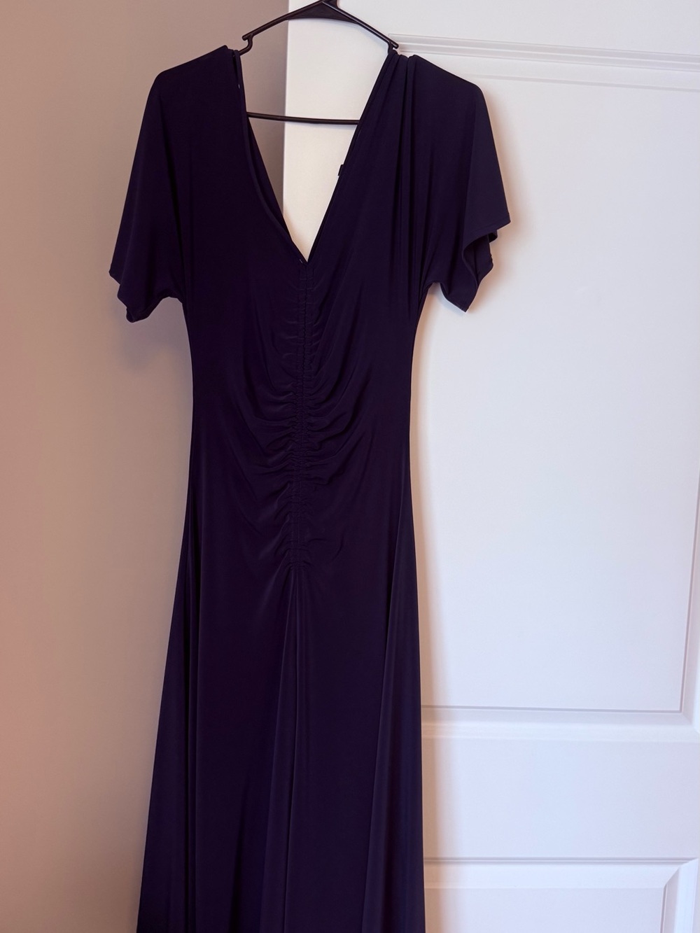 White House Black Market Deep Navy V-Neck Ruched Maxi Dress
